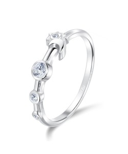 Shooting Star Designed CZ Stone Silver Ring NSR-4052